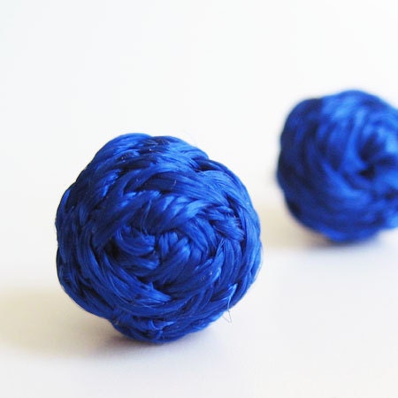 Cobalt Braided Stud Earrings
