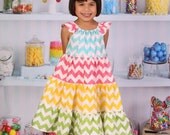 Chevron Twirl Dress - Tiered in 4 Colors in Geometric Fabric
