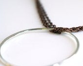 Circle Pendant Necklace on Copper Chain - Bohemian Boho Style - Everyday - Recycled Eco-Friendly Sterling Silver