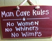 Man cave rules sign no women whiners wimps