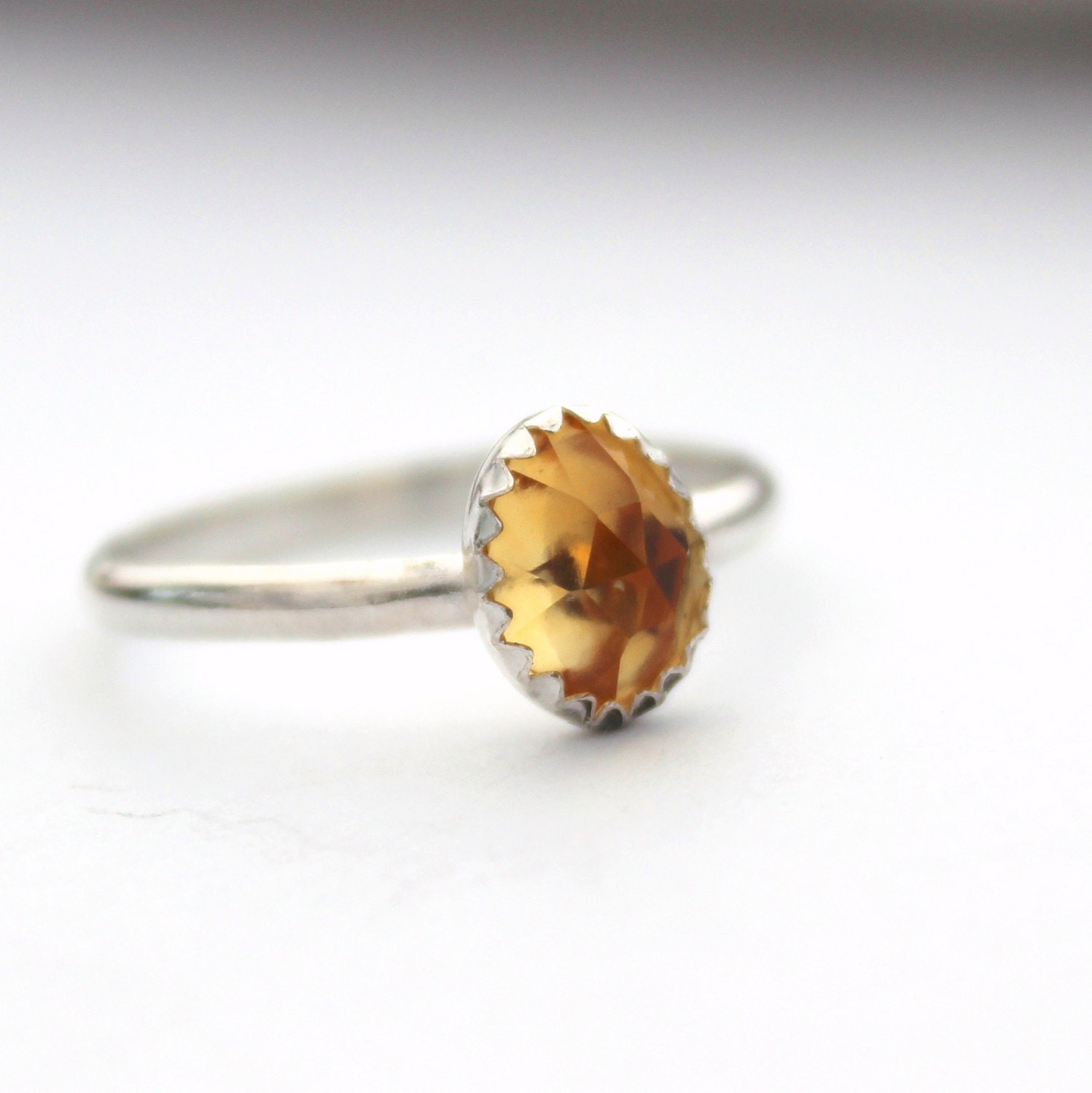 Golden Citrine ring, gemstone ring, birthstone ring,sterling silver, November birthstone, size 7 and a half, ready to ship, stacking ring