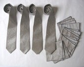 Custom Groom Men's Necktie Matching Handkerchief Wedding Accessory - Made to Order Groomsmen Silk Dupioni Tie Pocket Square Set
