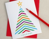 Merry & Bright Christmas Card - Holiday Greeting Card by Oh Geez Design