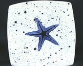 Plate. Salad. Blue Starfish Dinner Plate. Salad Plate. Blue.Starfish.Sea.Dots. Handmade by Sara Hunter Designs