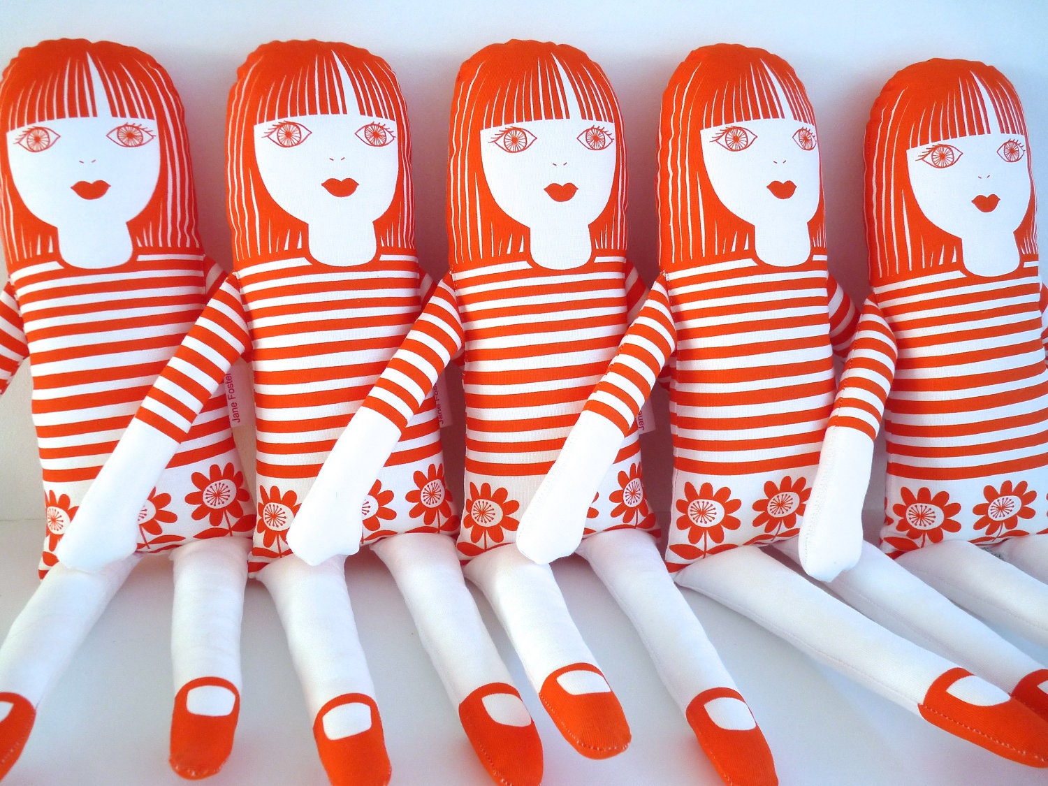 Handmade retro rag doll designed by Jane Foster 60s style