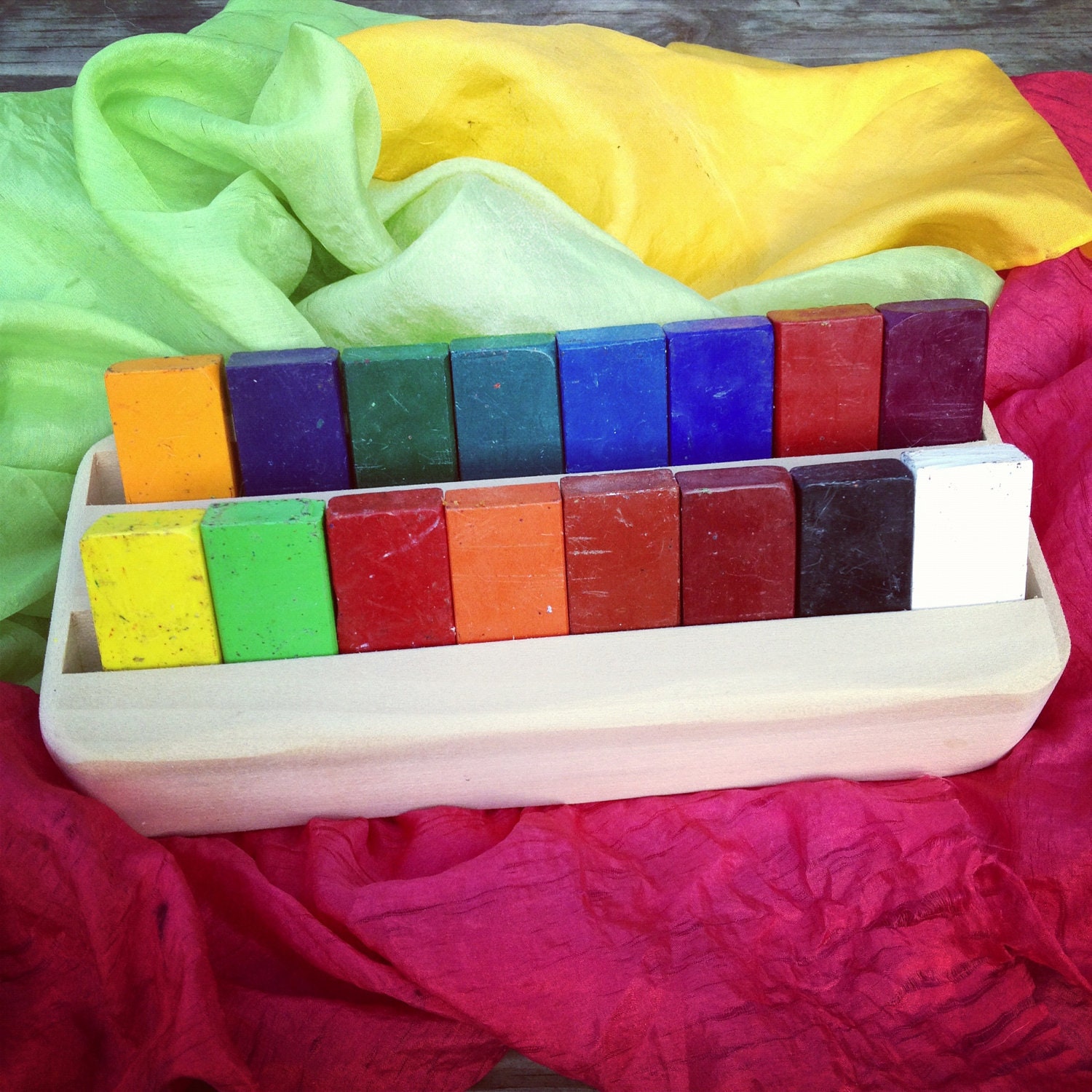 Waldorf Beeswax Wood Crayon Holder - Natural Toy - Art Supplies - Montessori - Homeschool - Homeschooling