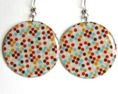 Multicolor Rainbow Dots Large Resin Earrings with Sterling Earwires