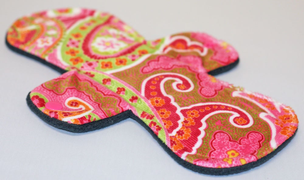 10 Inch Hot Pink Paisley Minky Cloth Pad with Fleece back - Wide Width