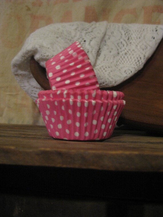 Pink Sorbet Polka Dots Paper Cupcake Liners Set of 25 Baking Cups Il_570xn