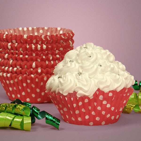 Apple Red Polka Dots Paper Cupcake Liners Set of 25 Baking Cups Il_570xn