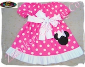 Custom Boutique Clothing Minnie Mouse Girl Dress - Peasant Dress - Pink Polkadot Dress Size 3 6 9 12 18 24 month 2T 2 3T 3 4T 4 5T 5 6 7 8