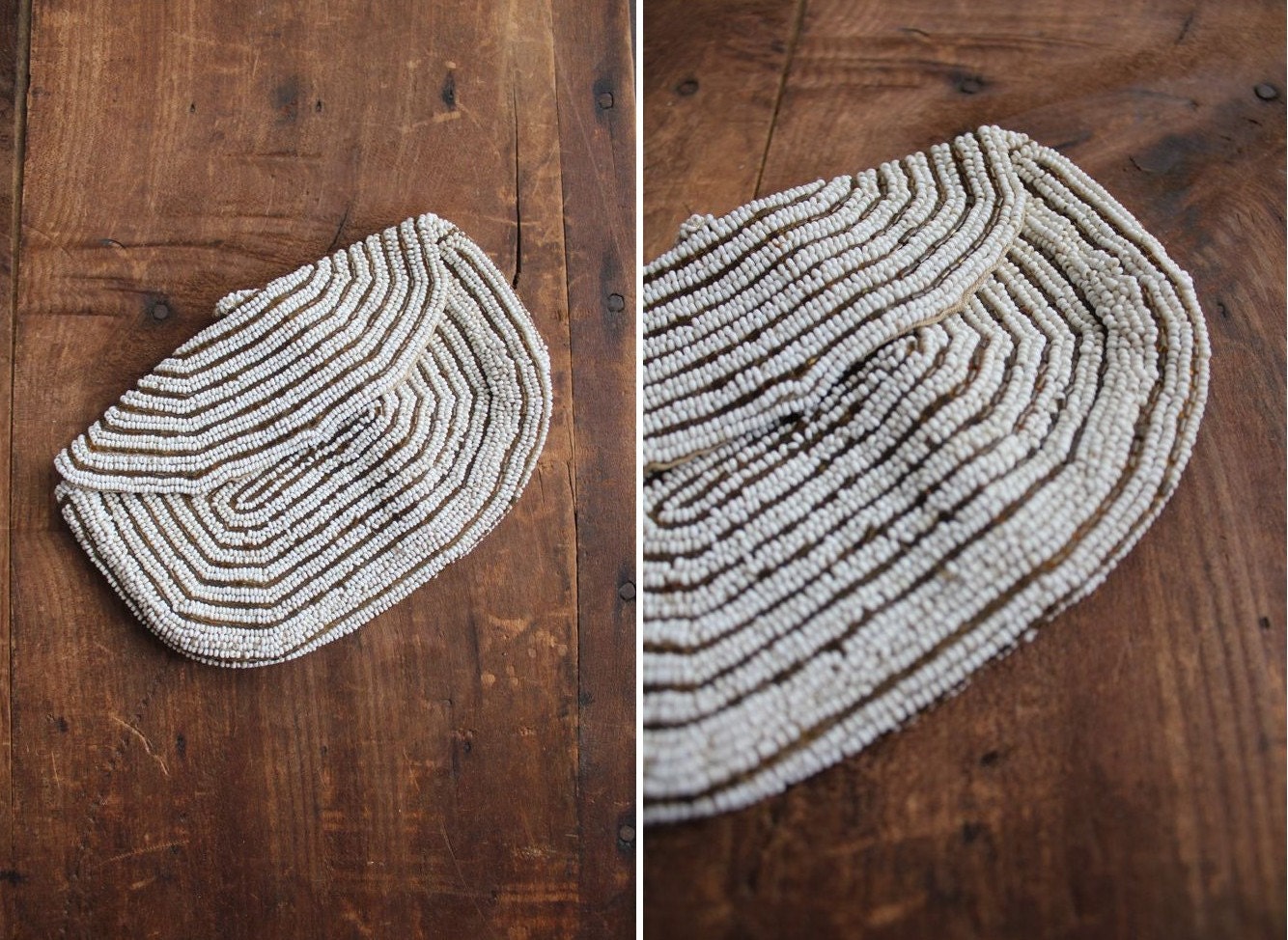 1930s purse / beaded 30s clutch / seed bead purse