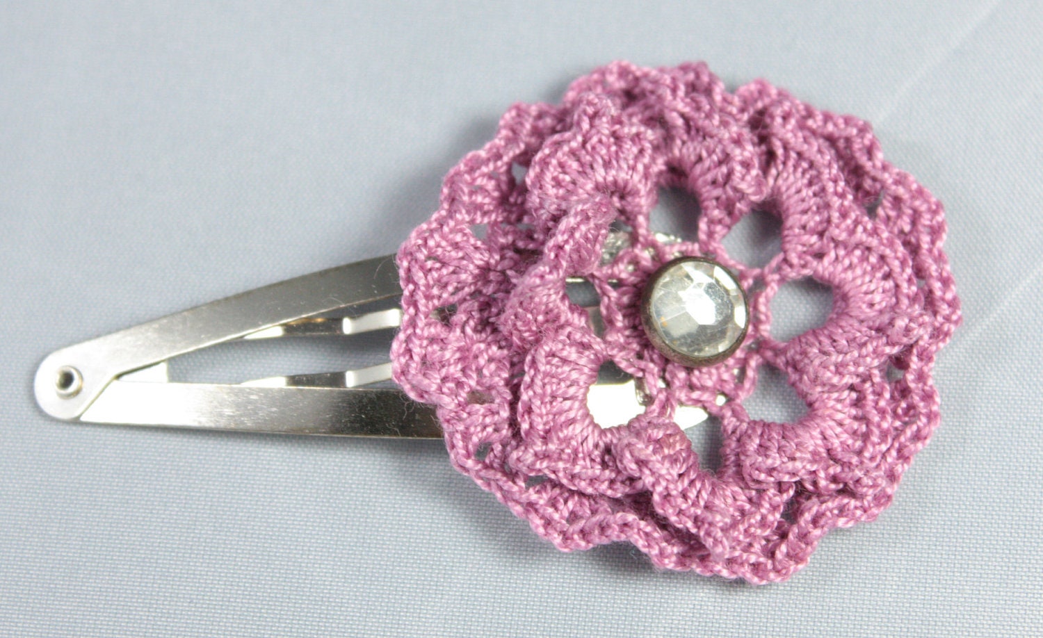 Crochet Hair Clip Purple with Rhinestone