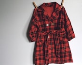Vintage flannel robe, red plaid