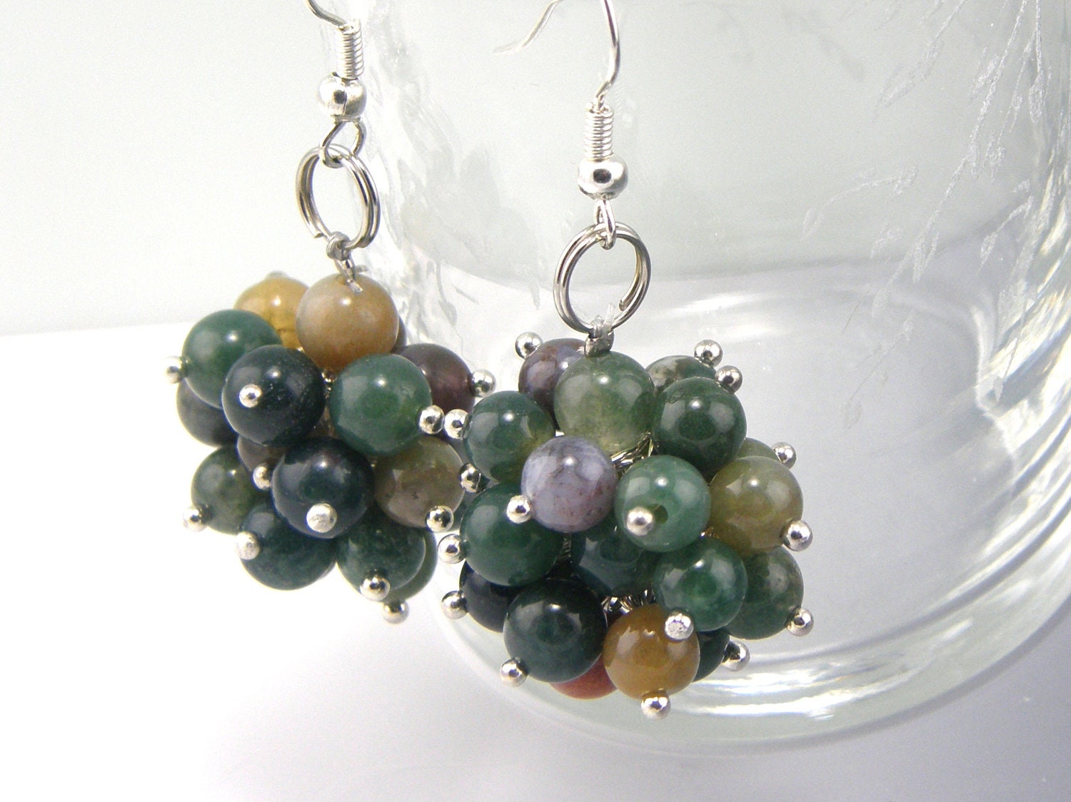 Jasper Cluster Earrings Chunky Dangles