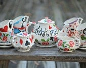 Alice in Wonderland Mad Hatter Tea Party . . . Personalized Tea Set and 4 Matching Tea Cups Il_170x135