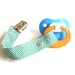 Pacifier Clip - Colorful Green Chevron Trim - Snap Pacifier Clip