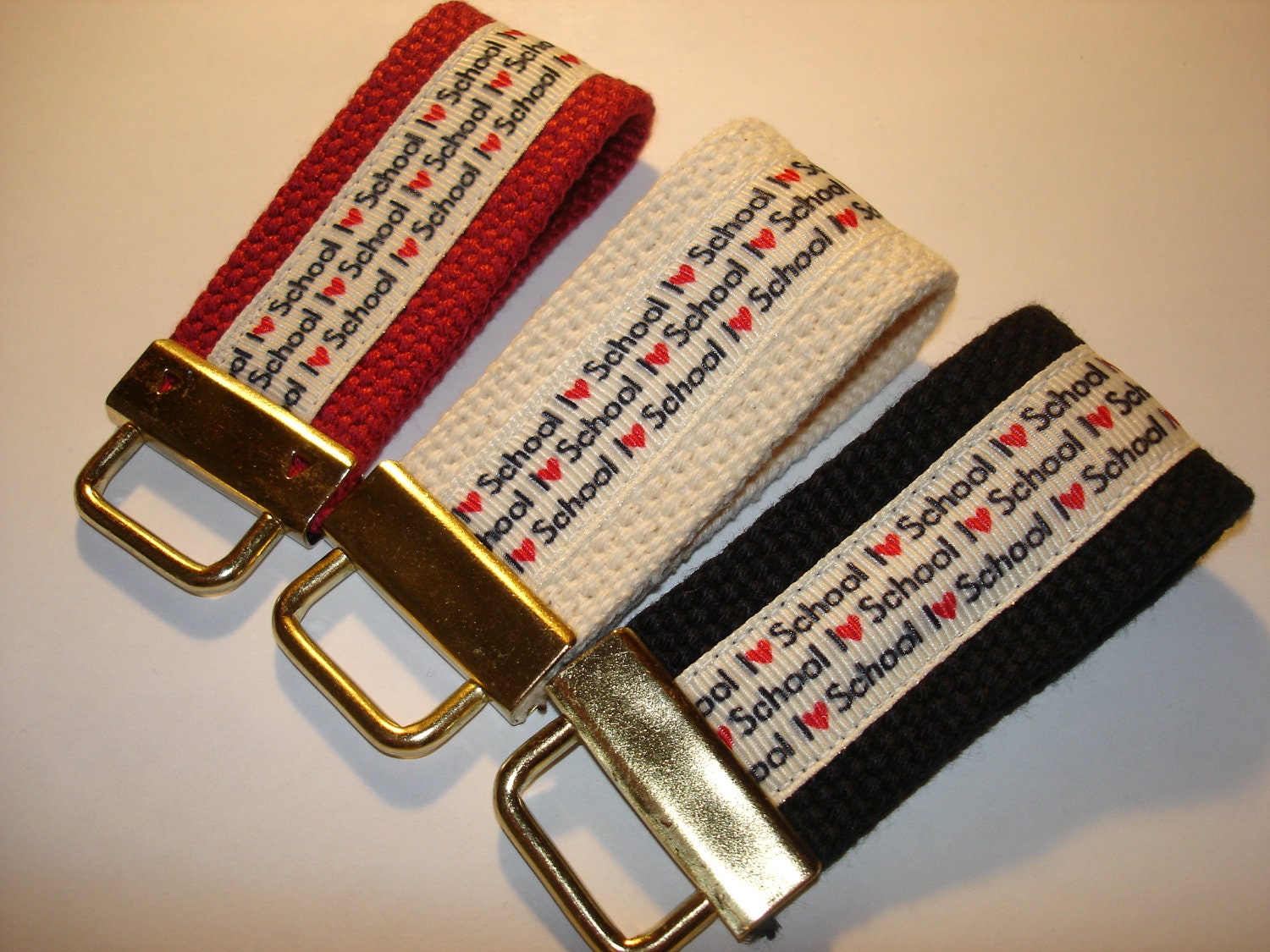 Mini Key Fob    ribbon / fabric on heavy cotton webbing