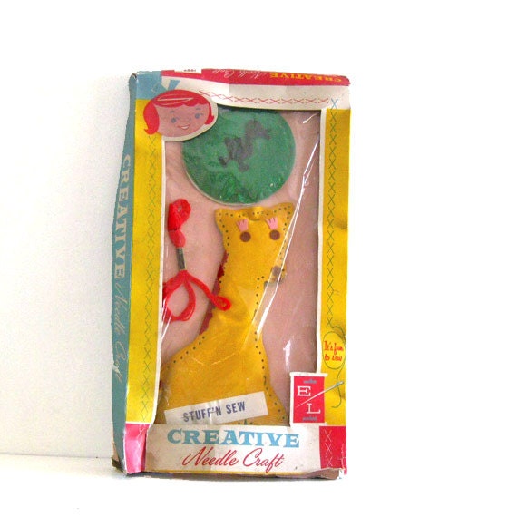 Vintage 1950s Stuff and Sew Creative Needle Craft Kit Giraffe and Duck