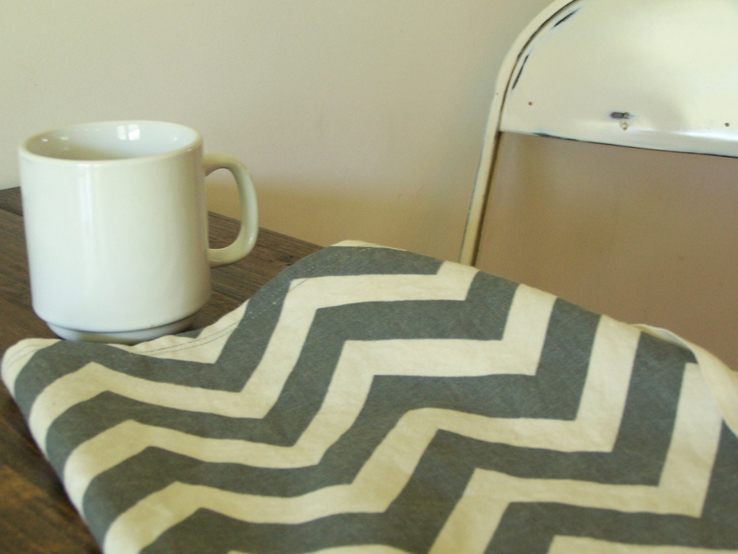 wedding registry for KATE & TIM. CAFE apron - Gray chevron.