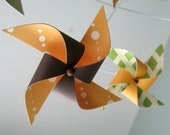Baby Crib Mobile / Nursery Mobile / Pinwheels / Orange, White, Brown & Green : (Limited Edition) Warm Fuzzy Feeling