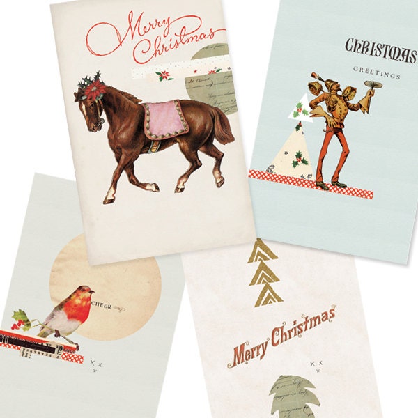 Unique Christmas Card Set- Digital PDF Cards for Download and Print