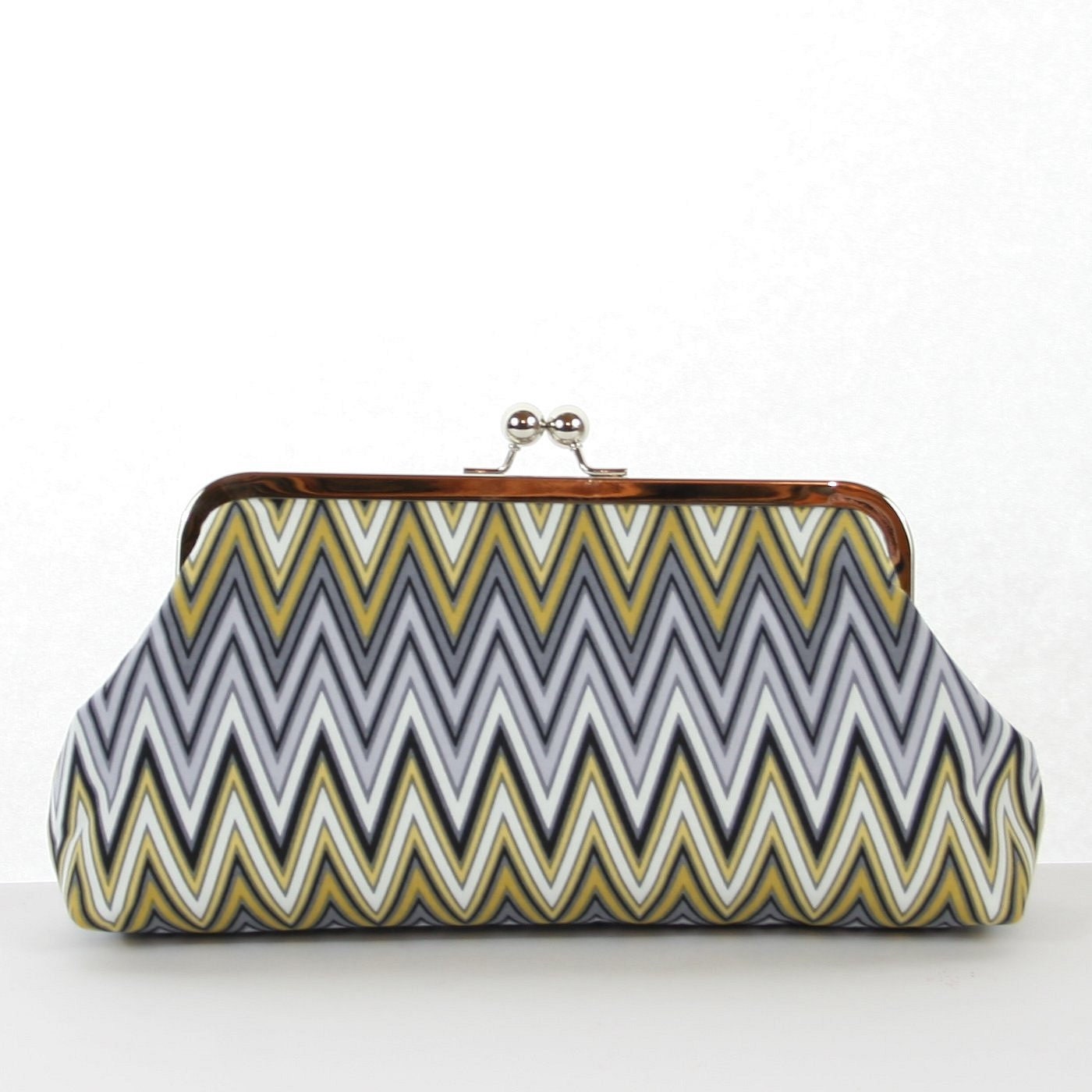 Bridesmaid Clutch,Yellow Grey Chevron Clutch Purse, Yellow Gray Chevron Clutch