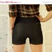 denim shorts --traditional rise, retro inspired, stretch jeans, multiple pockets.