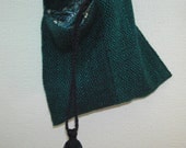 Handwoven knitting bag shoulder bag navy and jade
