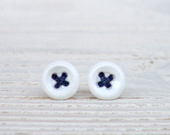 Tiny Earrings - Button Earrings - Post Earrings - White Studs - Women or Childrens Jewelry - everyday earrings -Gift under 25
