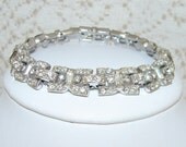 Ledo Polcini Rhinestone Bracelet 1940s Art Deco Style Vintage Jewelry Wedding Bridal Formal