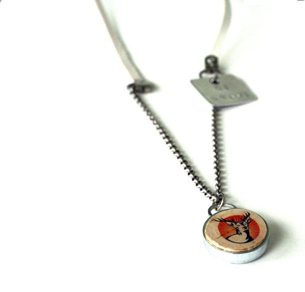 STAG Leather Necklace, Bib Style, Inspiration Necklace, Cork Jewelry, Be Brave Stamped Metal, Eco Friendly by Uncorked