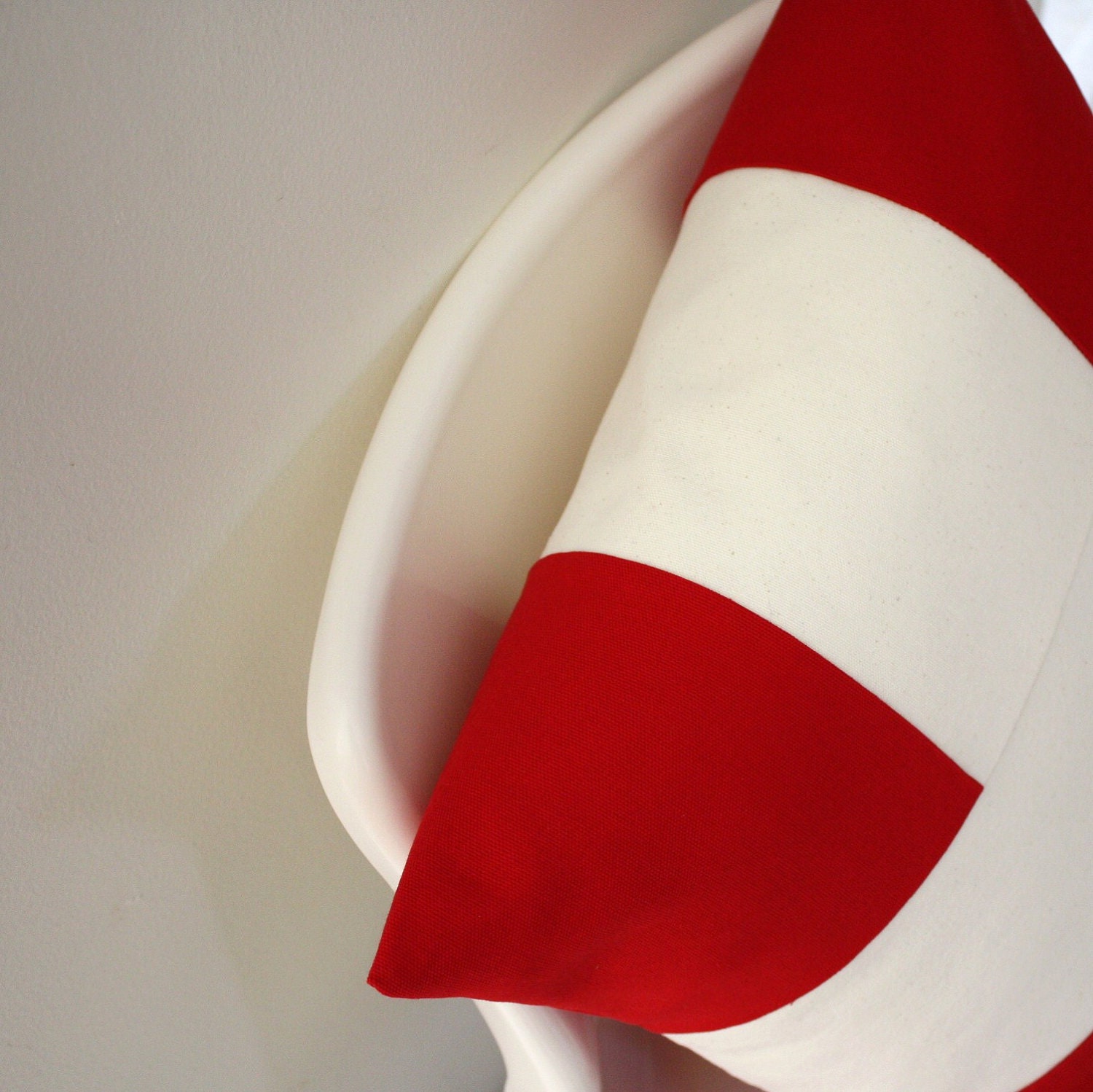 ORGANIC Red and White Throw Pillow Cover 18 x 18 Color Block, custom size and custom color available
