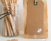 kraft gift tags with white foil leaf