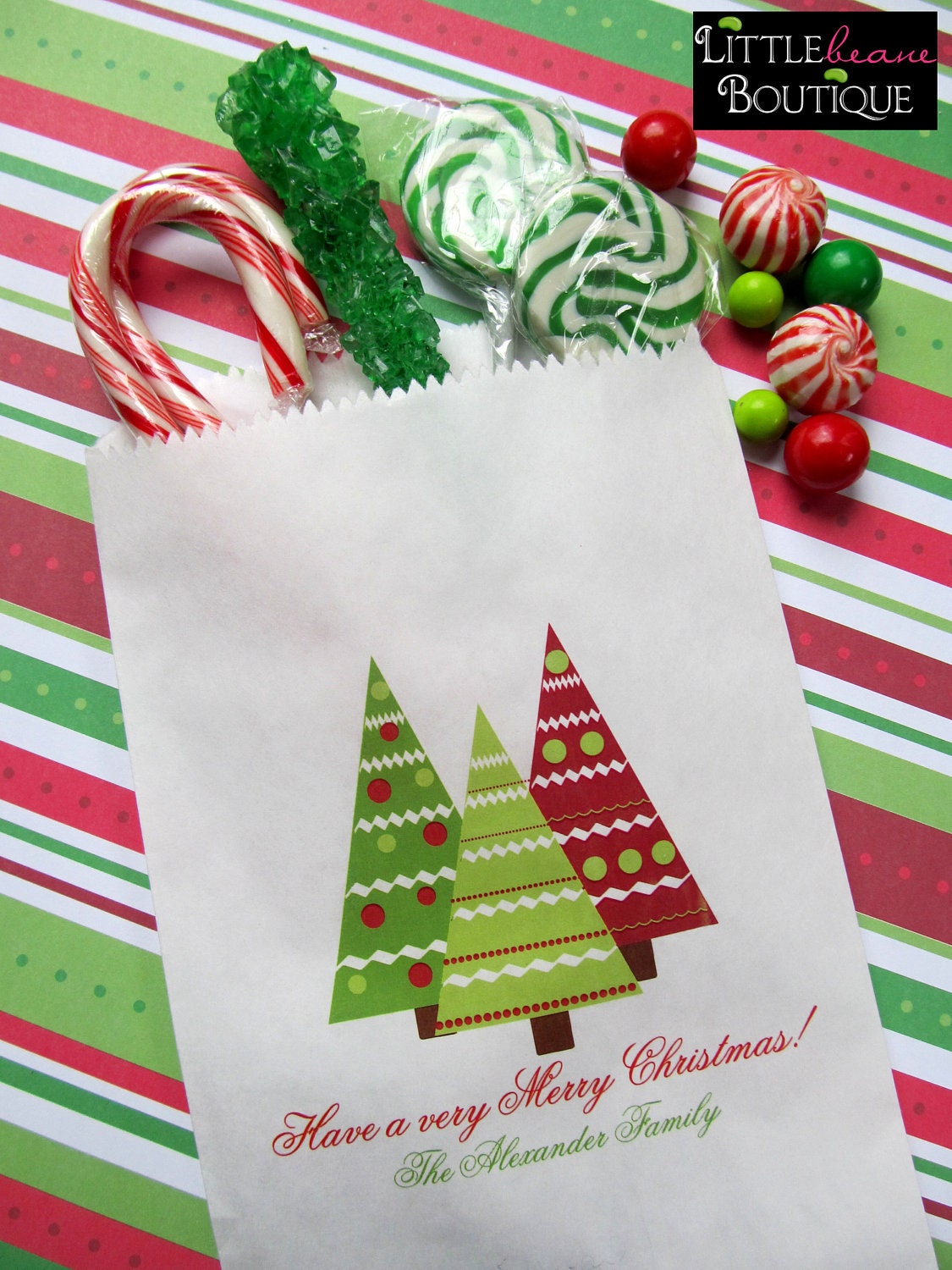 Christmas Candy Bags, Christmas trees, Personalized, Treat Bags, Favor bags,Candy Buffet, Sweets, Treats, Set of 24 Il_570xn