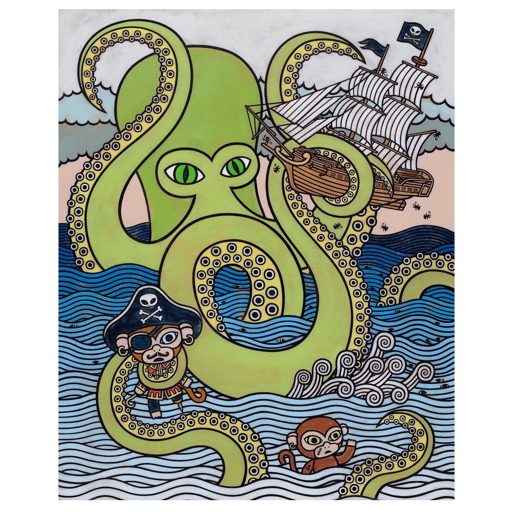 There Be Monsters II  8x10 Art Print