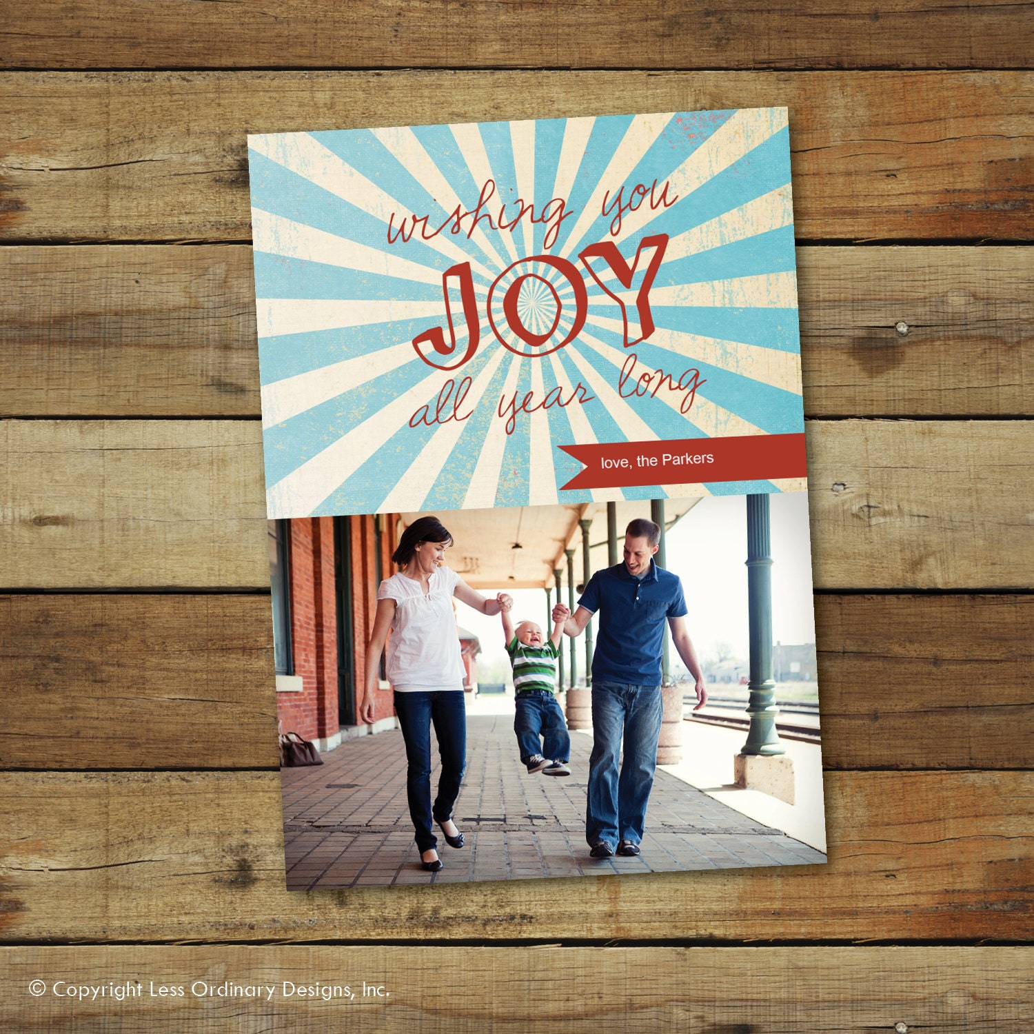 Custom holiday card, New Year's card, joy all year long
