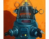ROBOT Forbidden Planet  fun print from original fantasy sci-fi oil painting