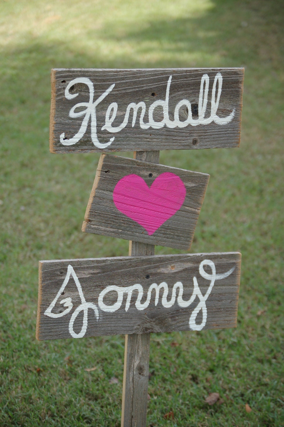 Wedding Signs His and Her Name Love heart With A Stake. Reception Party Sign Dinner Ceremony Signs Hand Painted