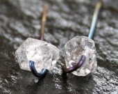 Herkimer Diamond Studs in Rainbow Niobium