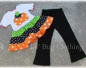 Halloween Pumpkin Tiered Polka Dot  Tee Top Custom Boutique Clothing Black Knit  Lettuce Edge Comfy Leggings