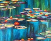 Monet's Water Lilies - 16 x 20 Fine Art Canvas Print - Impressionist Painting