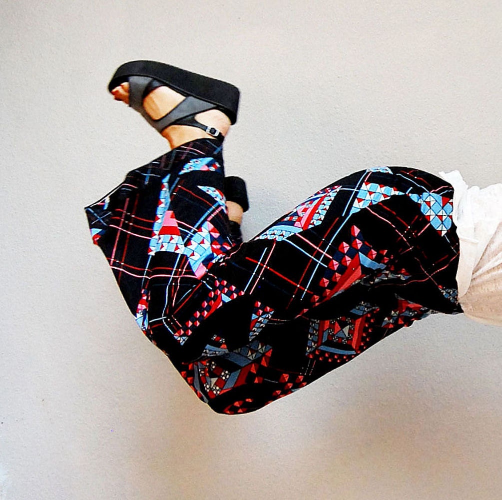 SALE vintage GEOMETRIC pants / 1960s print FLARE leg pants