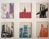 New York City - Large MOUNTED set of 6 Dark City Series Prints