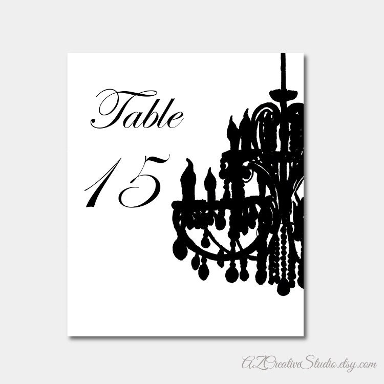 Chandelier Table Numbers Signs for Weddings Sweet 16 Bridal Shower Gothic Table Numbers French Party Decor Black Cards Elegant Chic