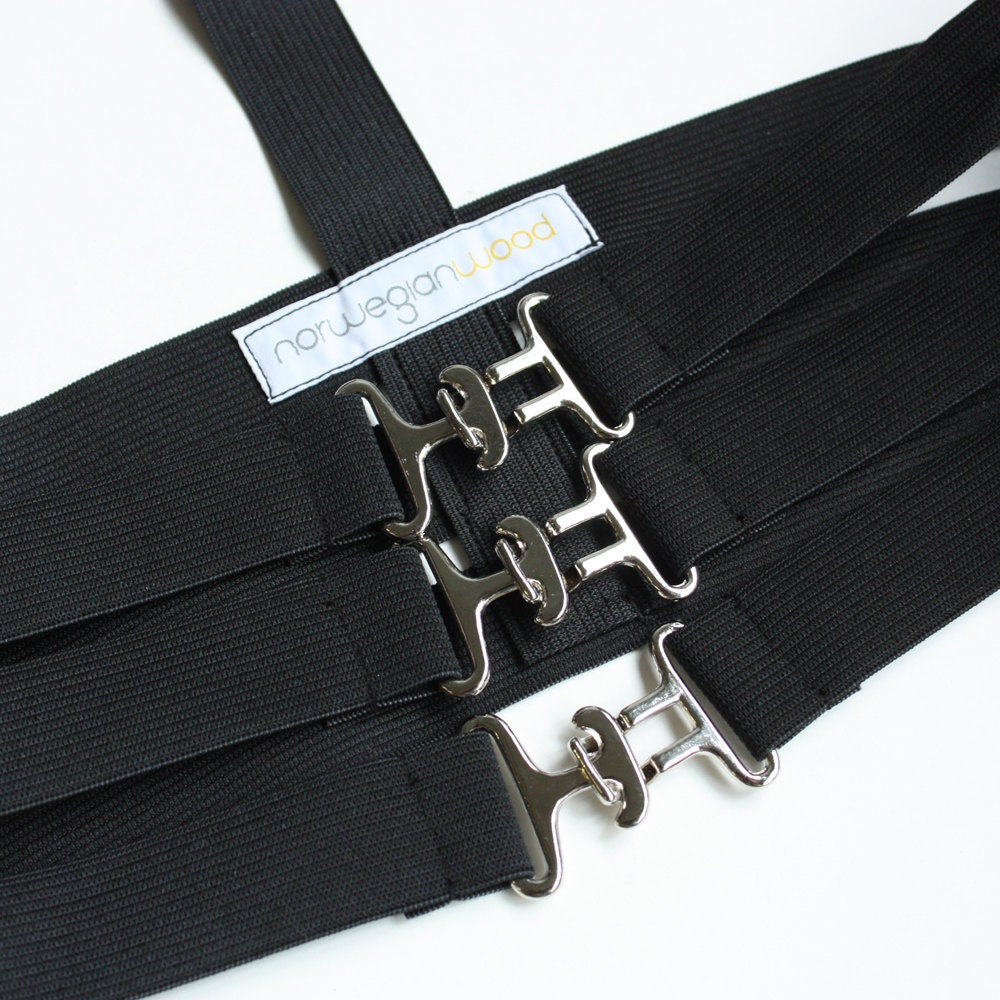 Elastic Harness -  Black with Gold OR Silver buckles - S/M