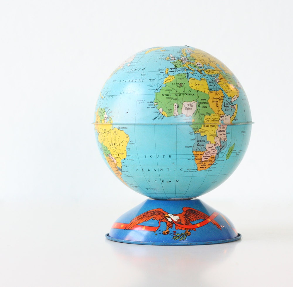 Vintage Globe Bank - by Chein