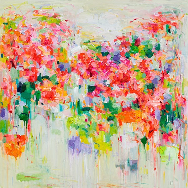 art Giclee Print- abstract oil painting- 16x16 -wall decor- wall art- spring blooming