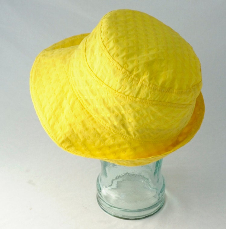 Womens Sunhat in Yellow Cotton : Womens Hats - M