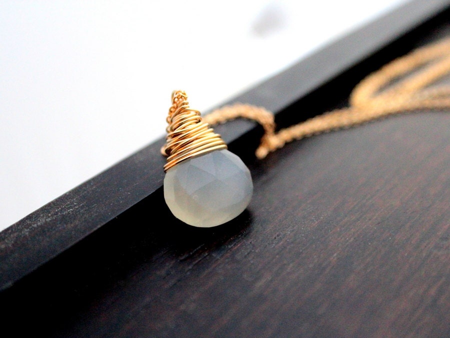 Moonstone Necklace In 14K Gold Filled, White Gemstone, June Birthstone - Moonshadow